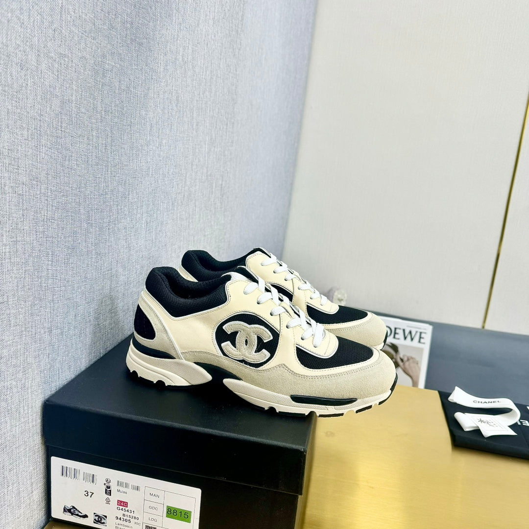 CC 26s Metallic Casual Sneakers Black Cream Mesh Suede Leather 981004