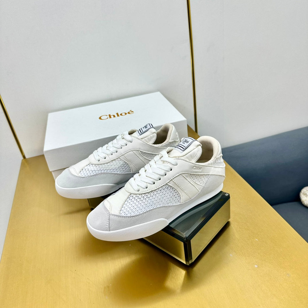 Choloe Kick Sneaker White Mesh Grey Suede