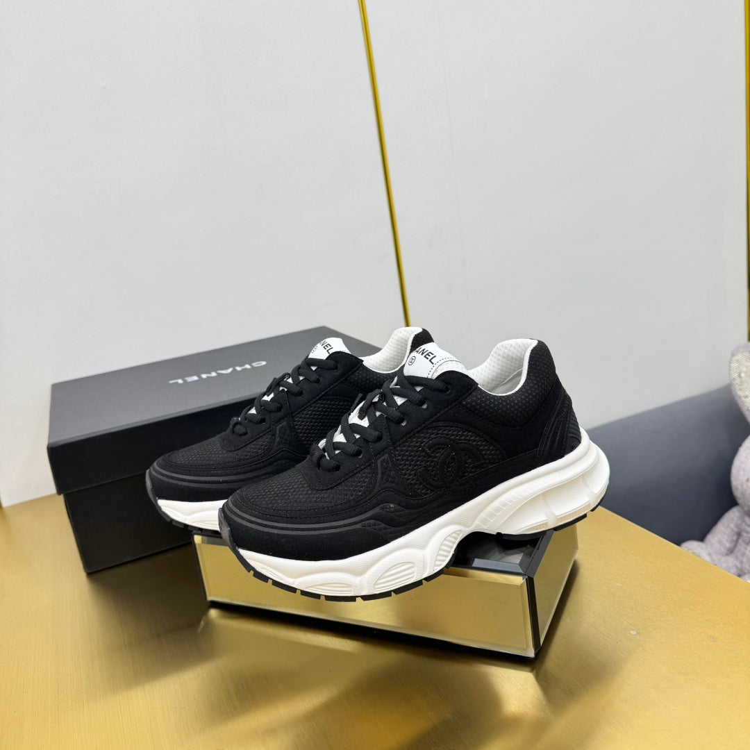 CC Logo Sneakers Black Suede Fabric 927344
