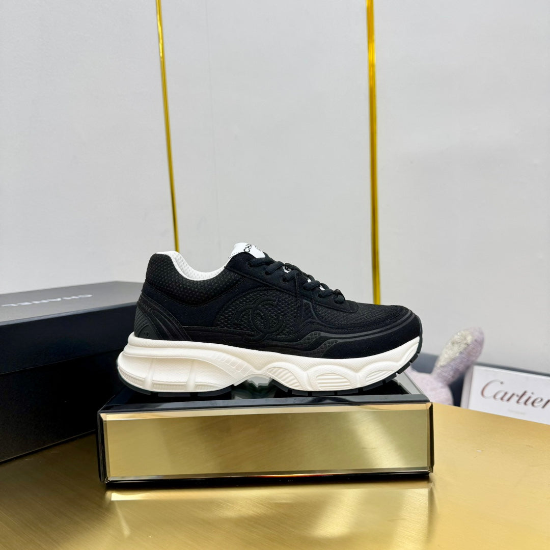 CC Logo Sneakers Black Suede Fabric 927344