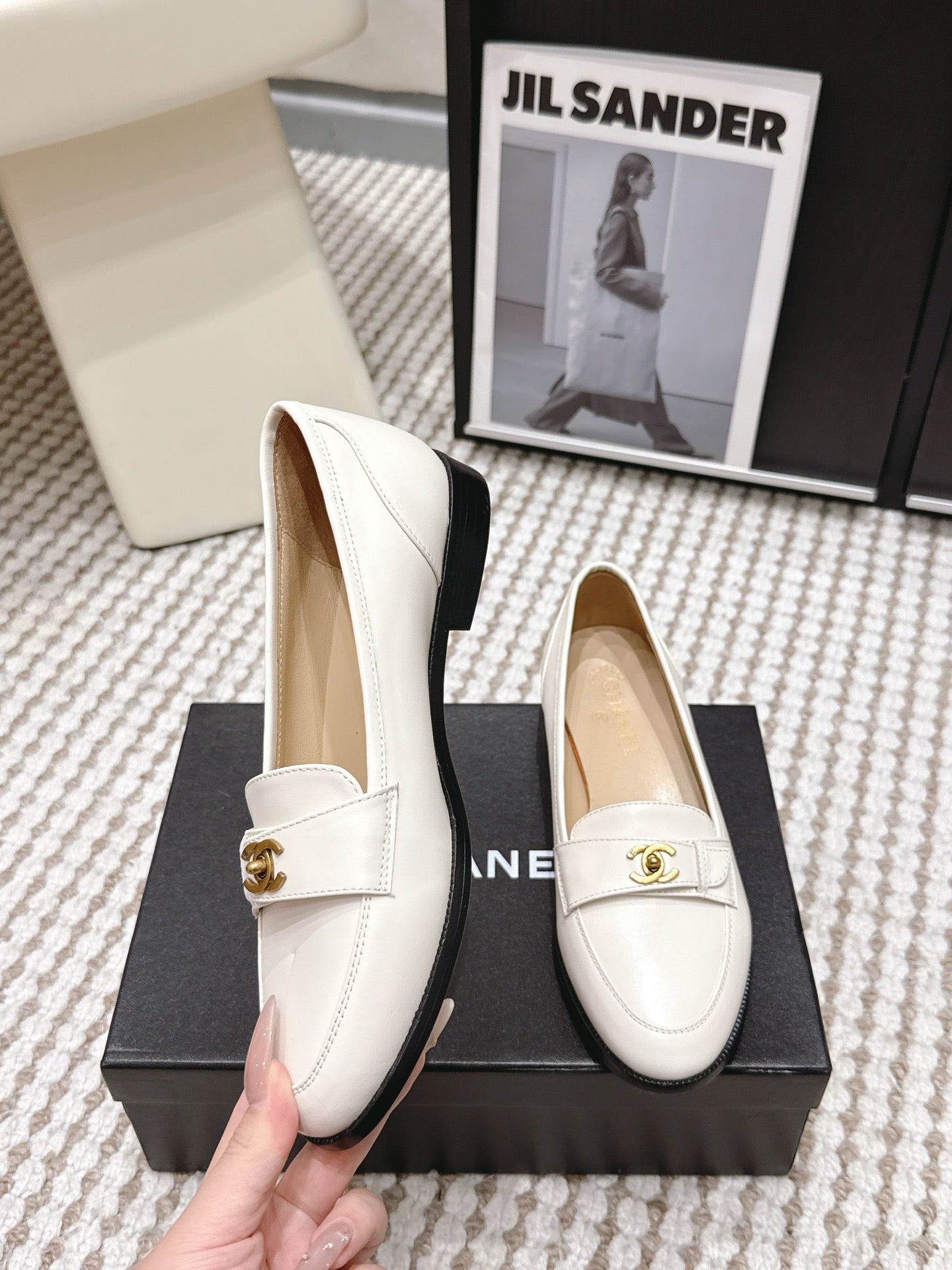CC Double C Loafers White Leather 721521