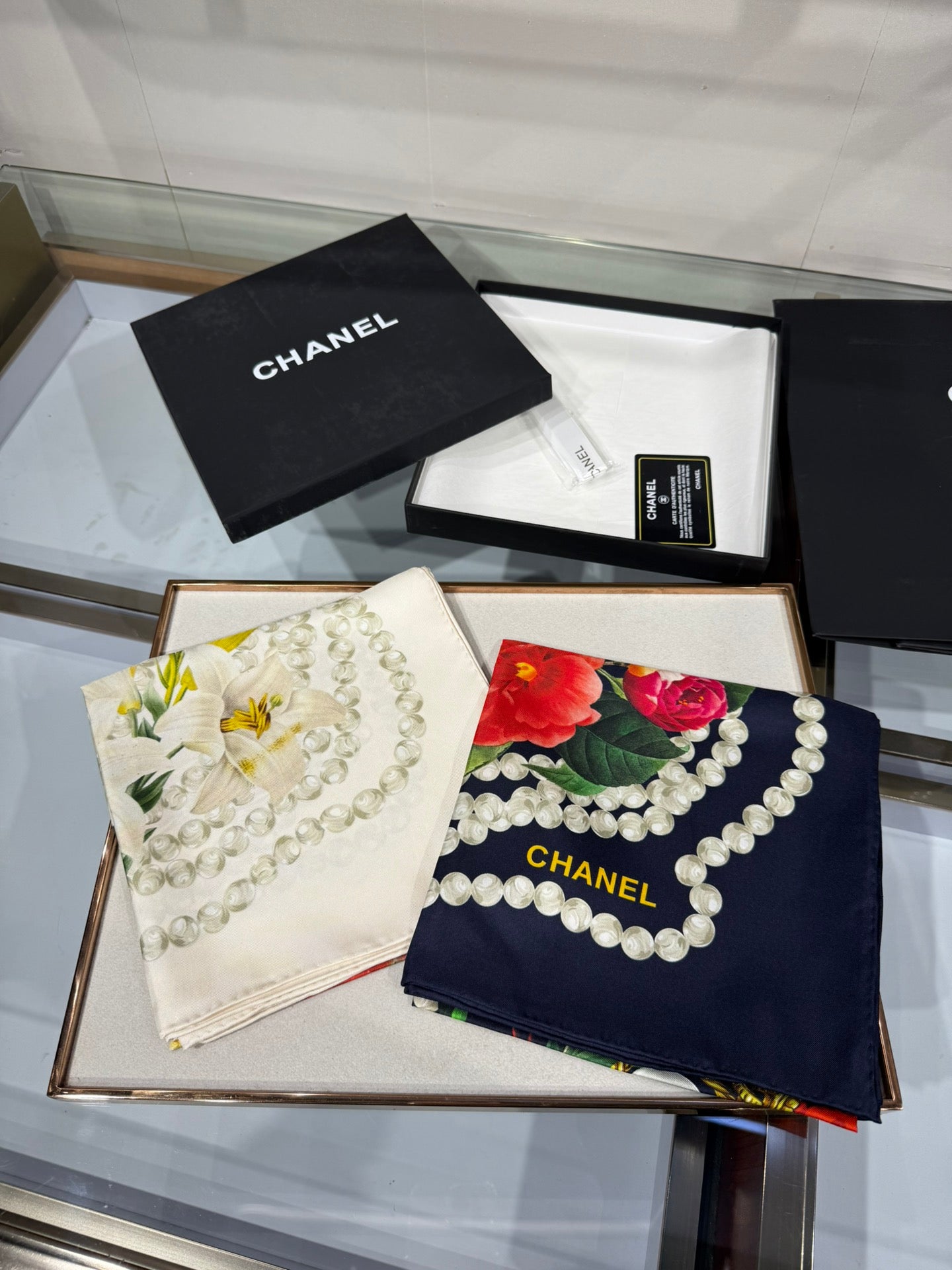 CC Bandana 90 Scarf White Colorful Silk Satin