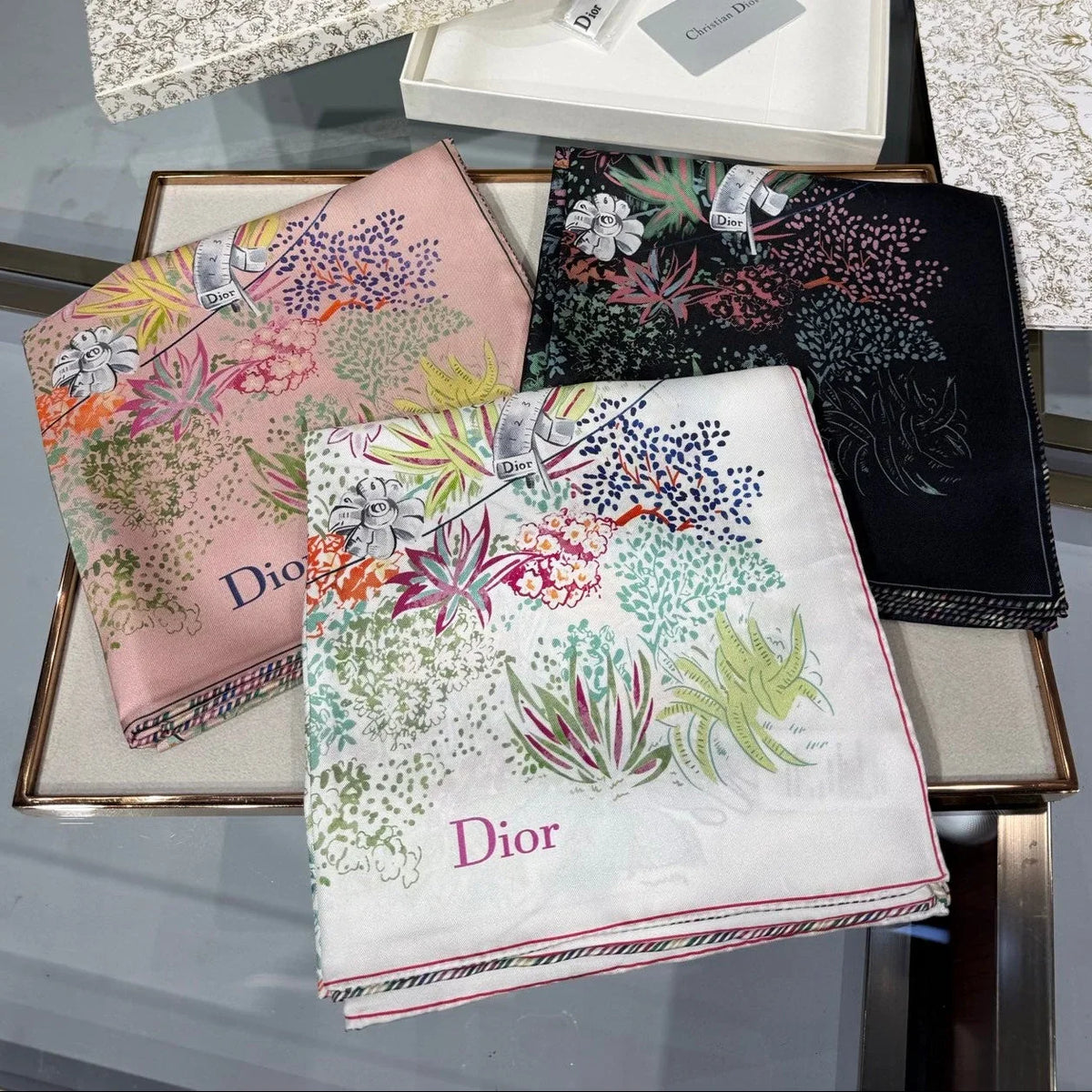 Dior 2026 Charming Garden Square Scarf 90cm Silk 207569