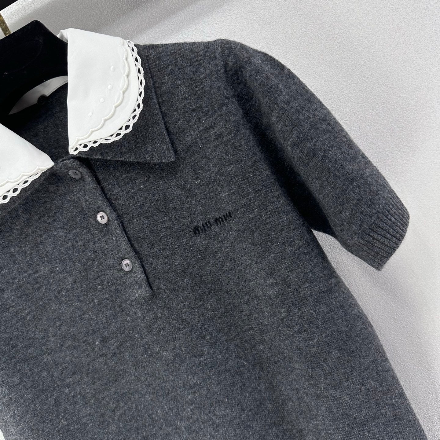 Miumiu 2026 Short-sleeved T-shirt Grey Cashmere 349064