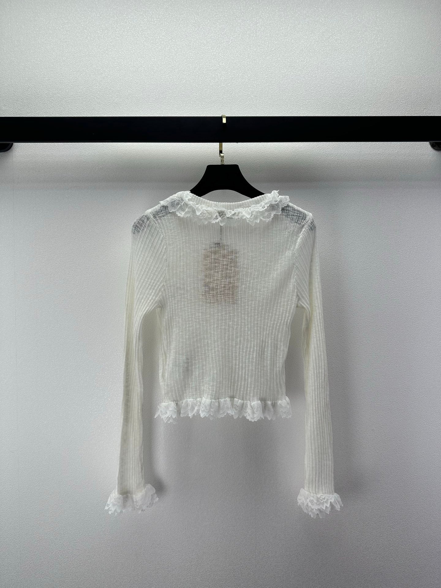 Miu 26s Lace Cardigan White Tencel Polyester 395471