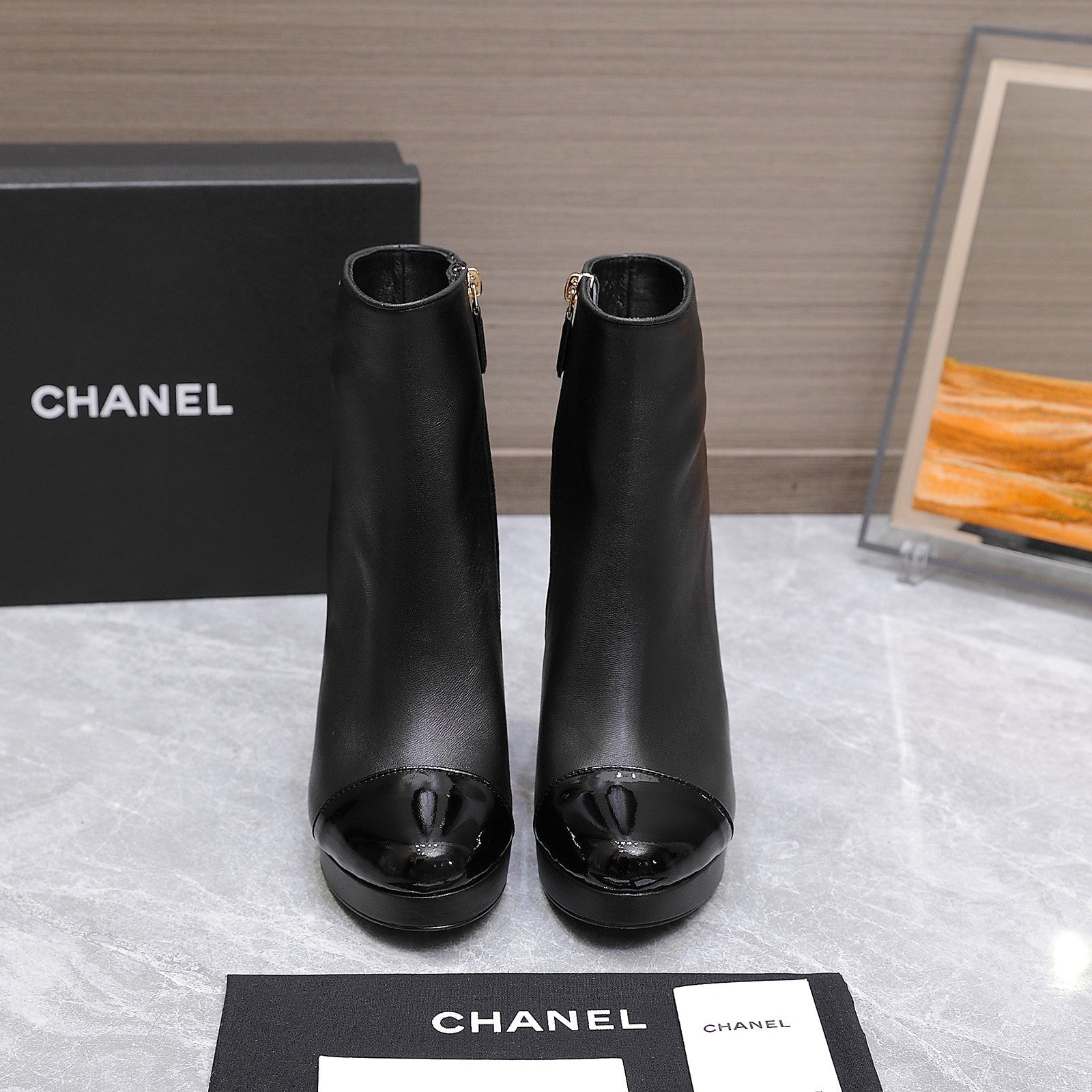 CC Platform Ankle Boots 100mm Black Lambskin 425878
