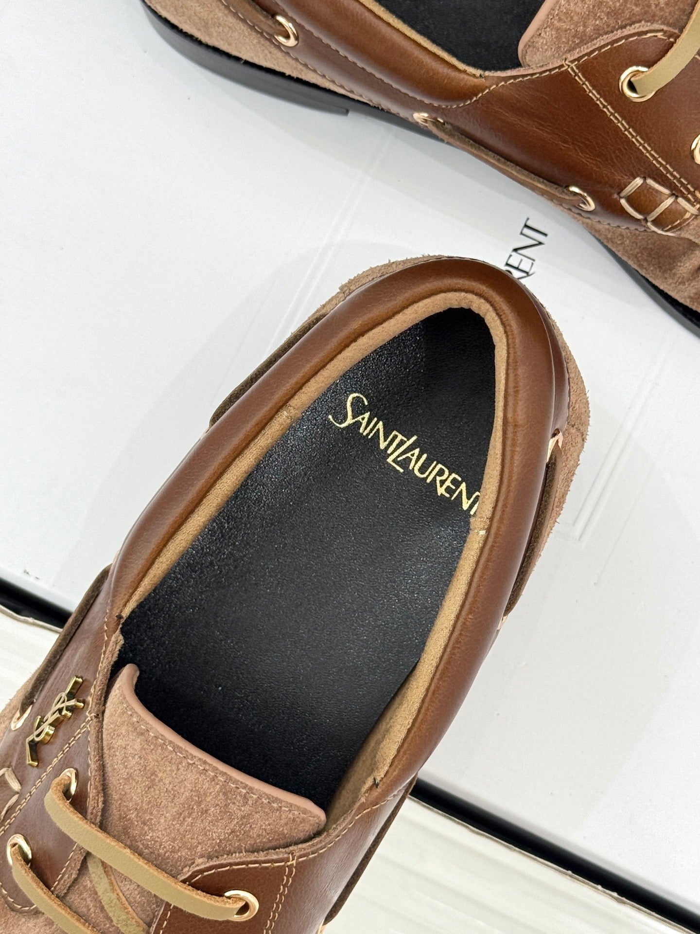 YSL 26s Le Bateau Loafer Dark Brown Calfskin Suede 992280