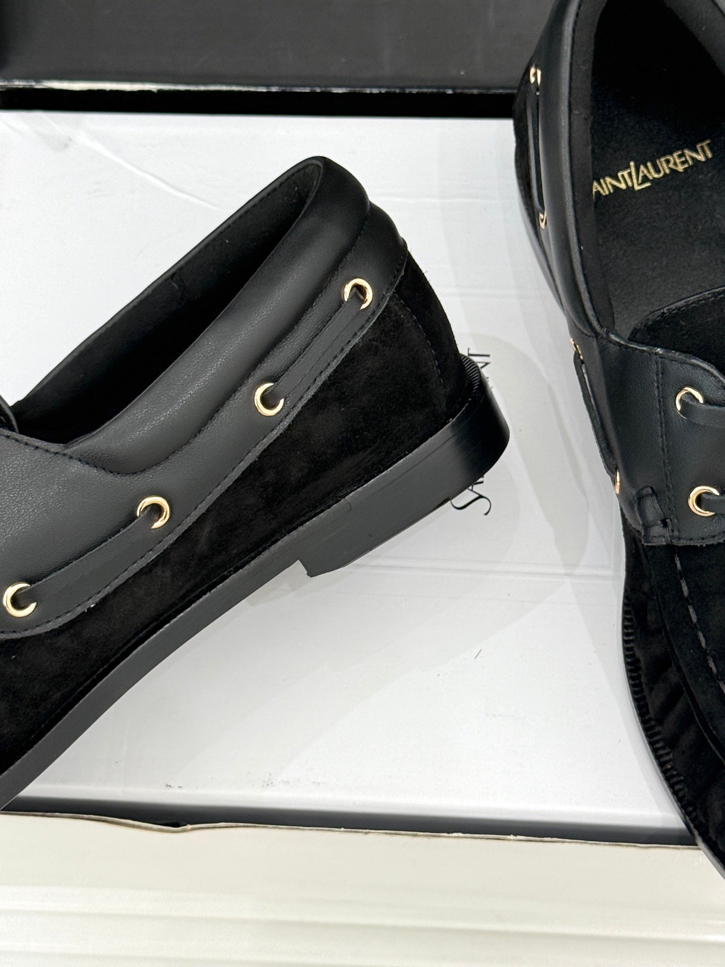 YSL 26s Le Bateau Loafer Black Calfskin Suede 992282