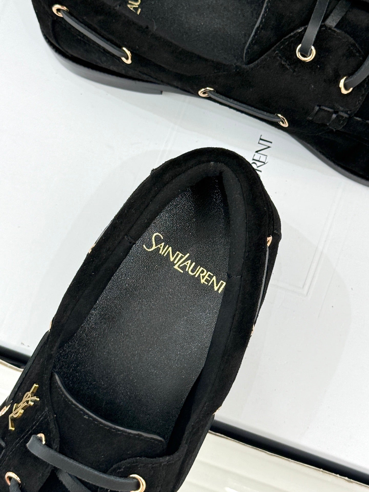 YSL 26s Le Bateau Loafer Black Suede 992290