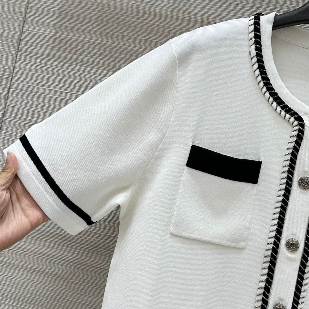 CC Short sleeve cardigan White