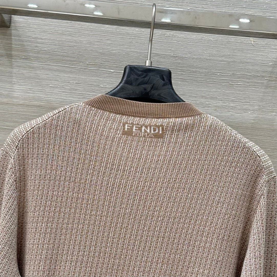 Fendi Knitted Cardigan Top Brown Wool