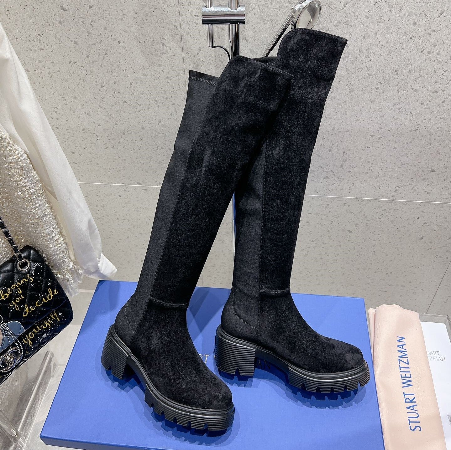 SW  Soho Knee-High Boot Black Suede 554357