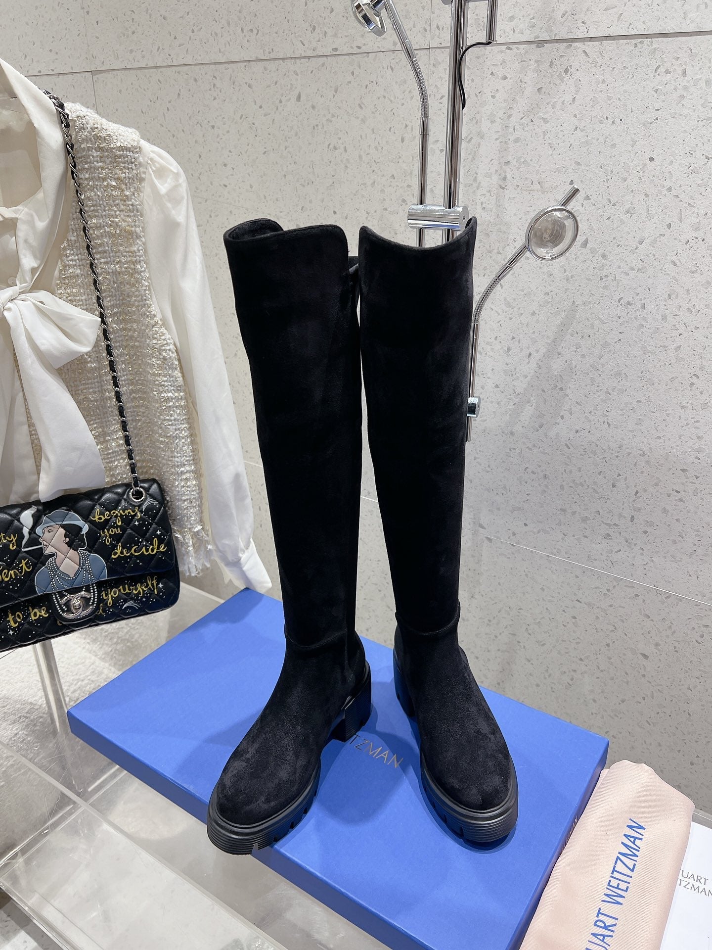 SW  Soho Knee-High Boot Black Suede 554357