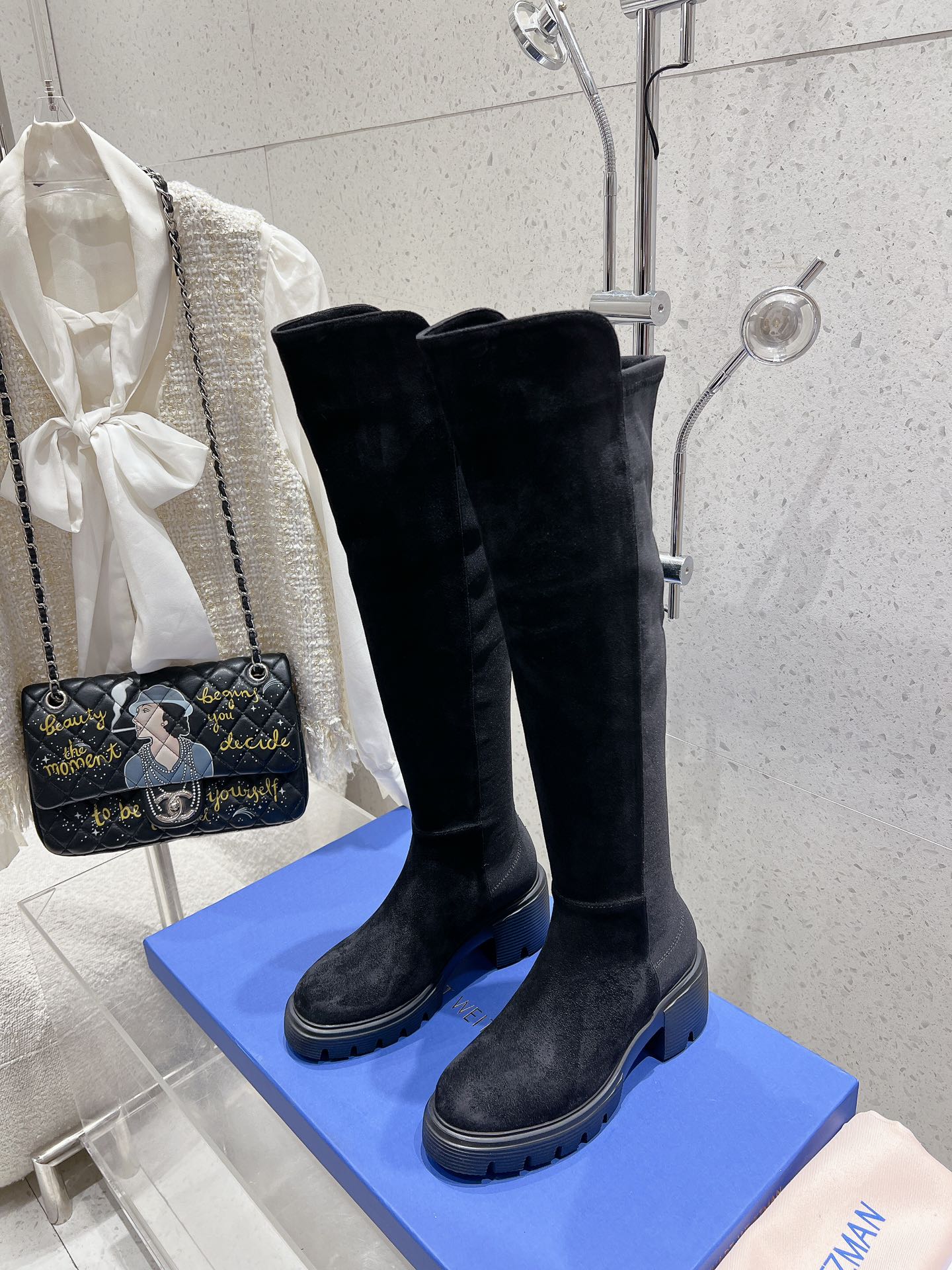 SW  Soho Knee-High Boot Black Suede 554357