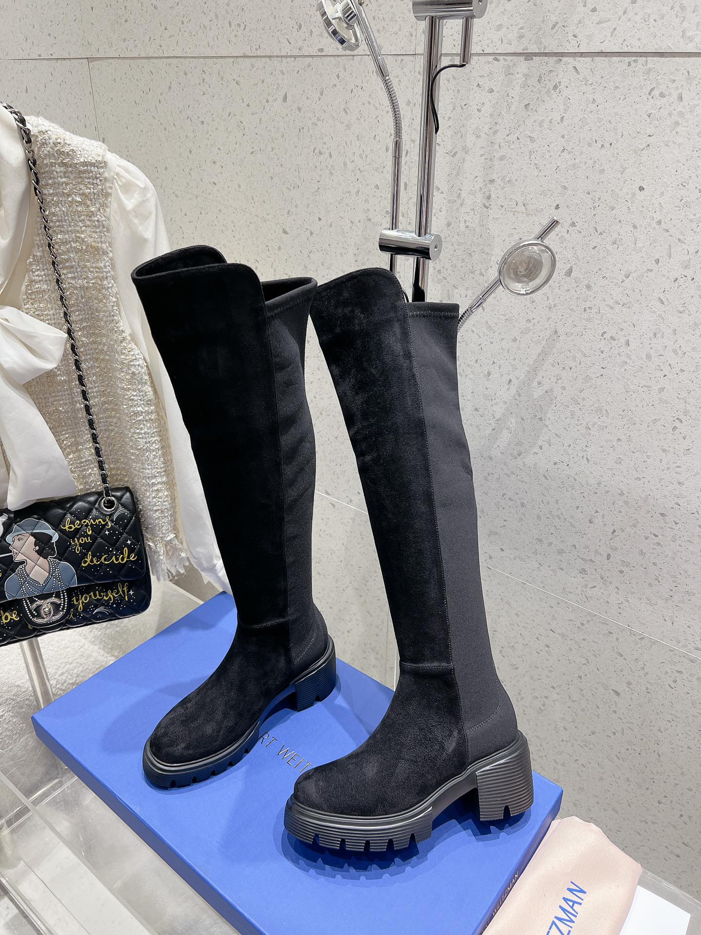 SW  Soho Knee-High Boot Black Suede 554357