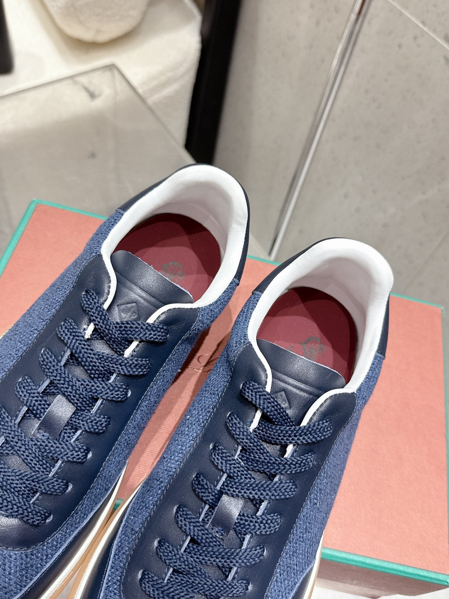 LP Tennis Walk Sneaker Dark Blue Cowhide Cotton 513537