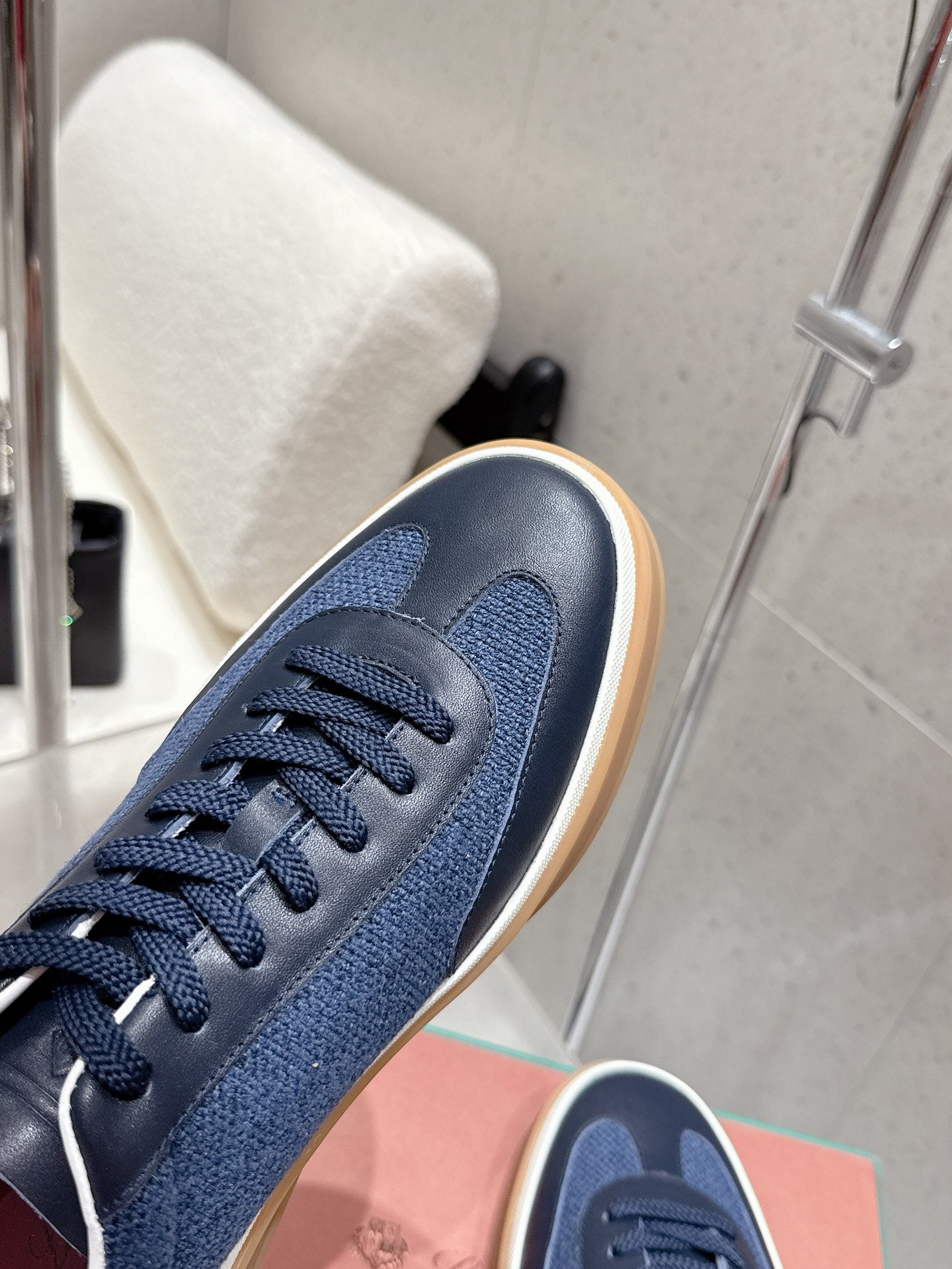 LP Tennis Walk Sneaker Dark Blue Cowhide Cotton 513537