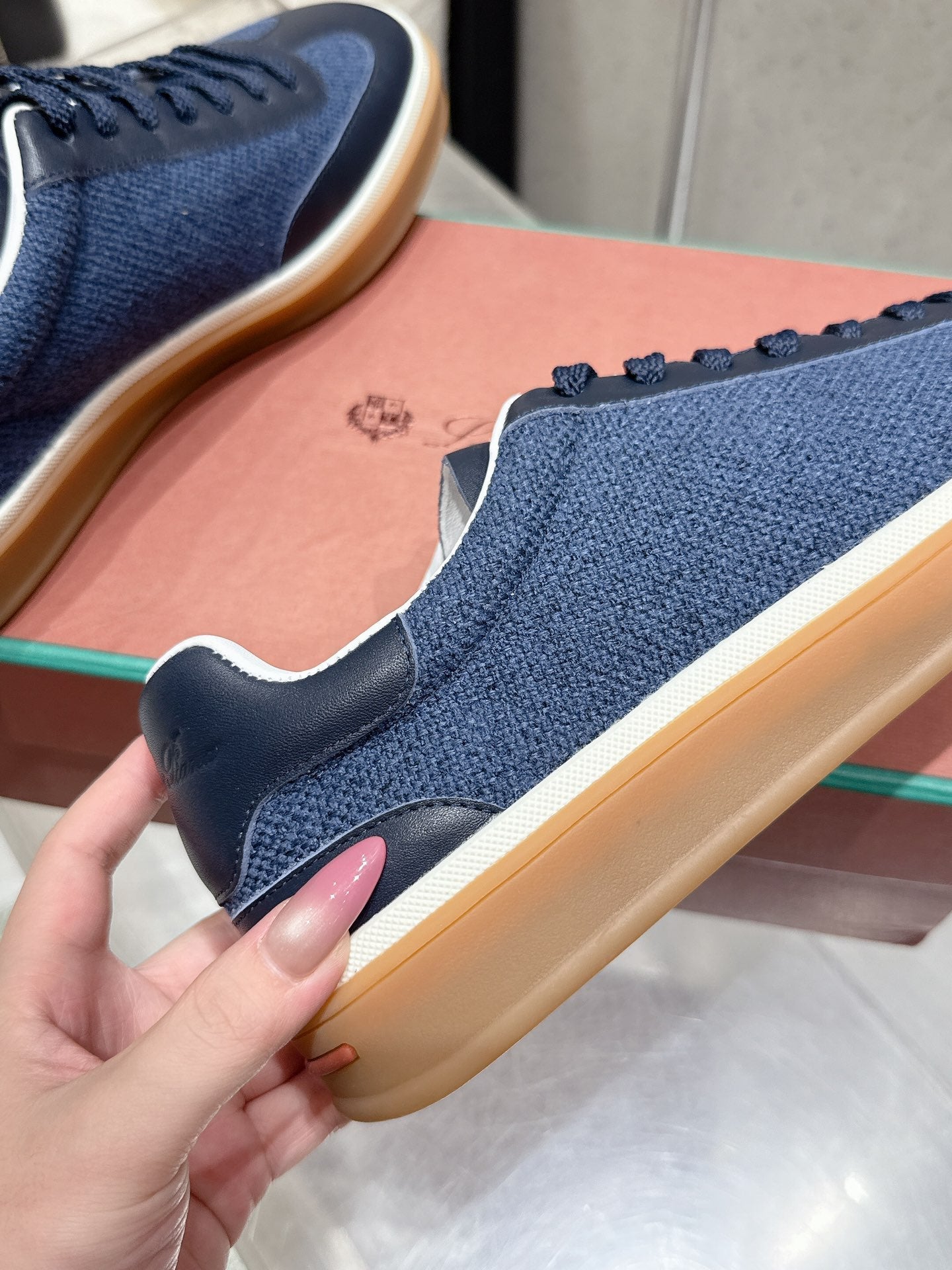 LP Tennis Walk Sneaker Dark Blue Cowhide Cotton 513537
