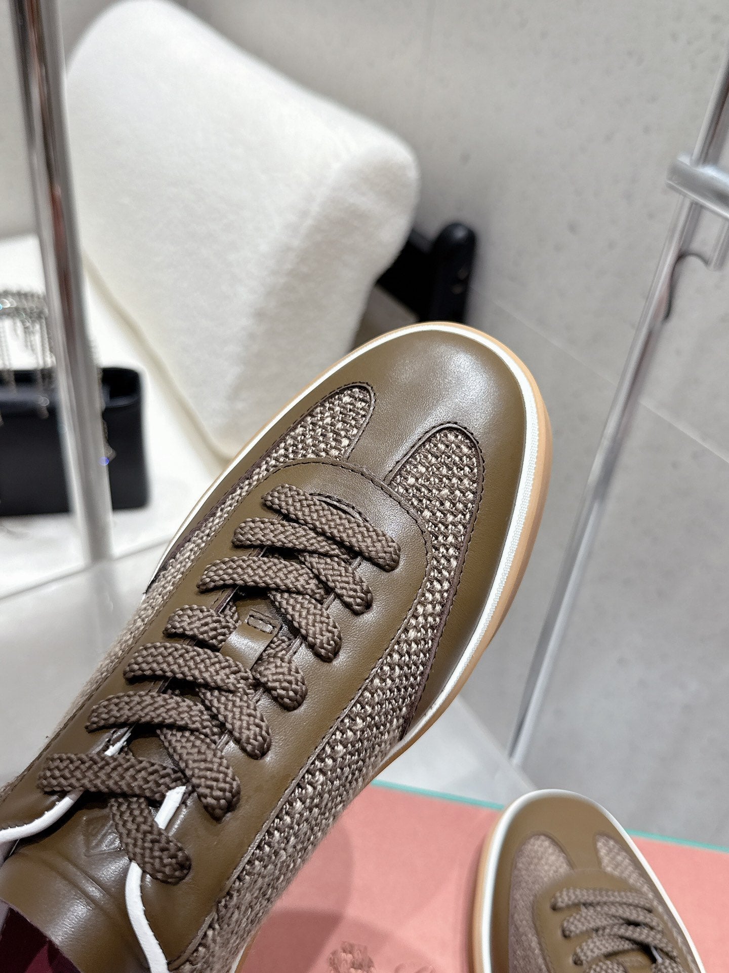 LP Tennis Walk Sneaker Brown Cowhide Cotton 513539