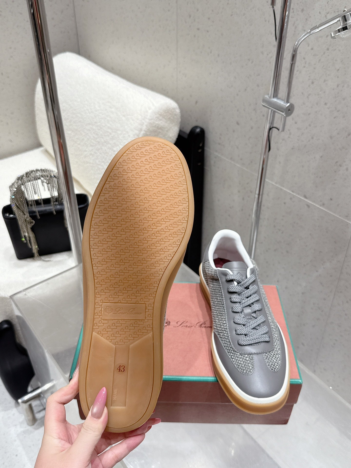 LP Tennis Walk Sneaker Dark Grey Cowhide Cotton 513540