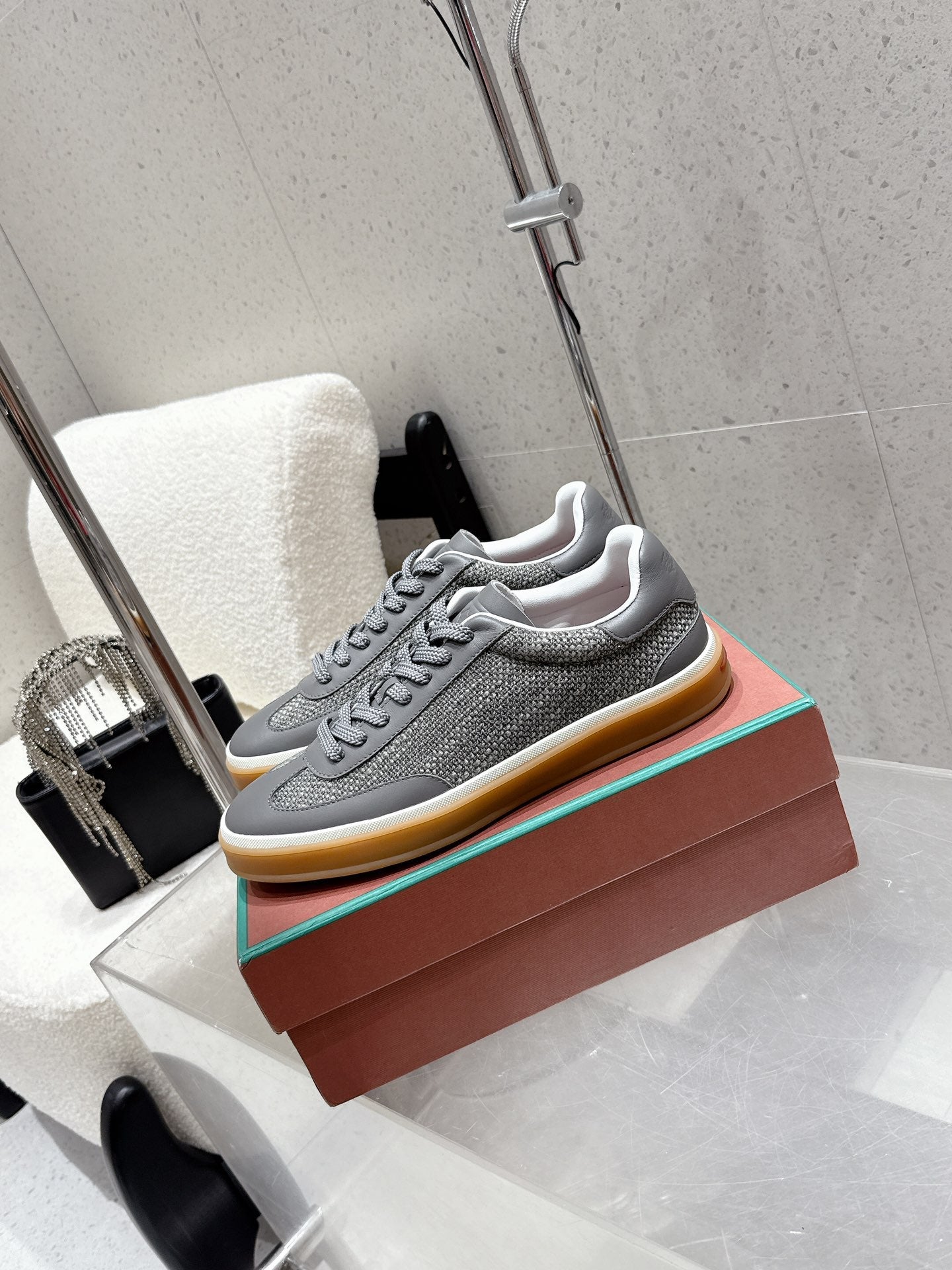 LP Tennis Walk Sneaker Dark Grey Cowhide Cotton 513540