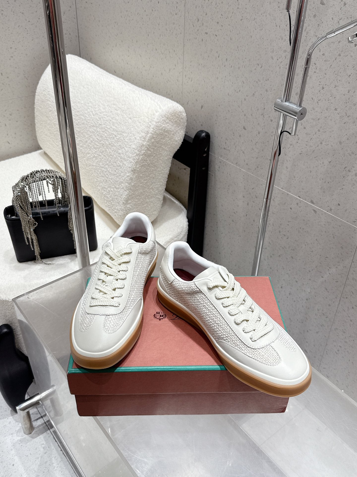 LP Tennis Walk Sneaker Off White Cowhide Cotton 513541
