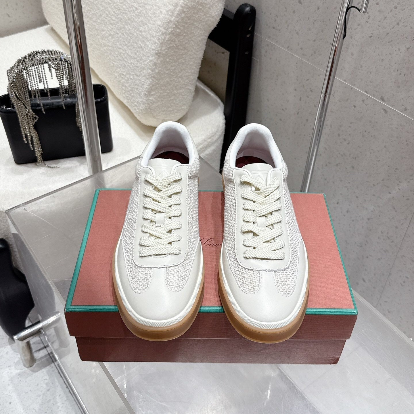 LP Tennis Walk Sneaker Off White Cowhide Cotton 513541