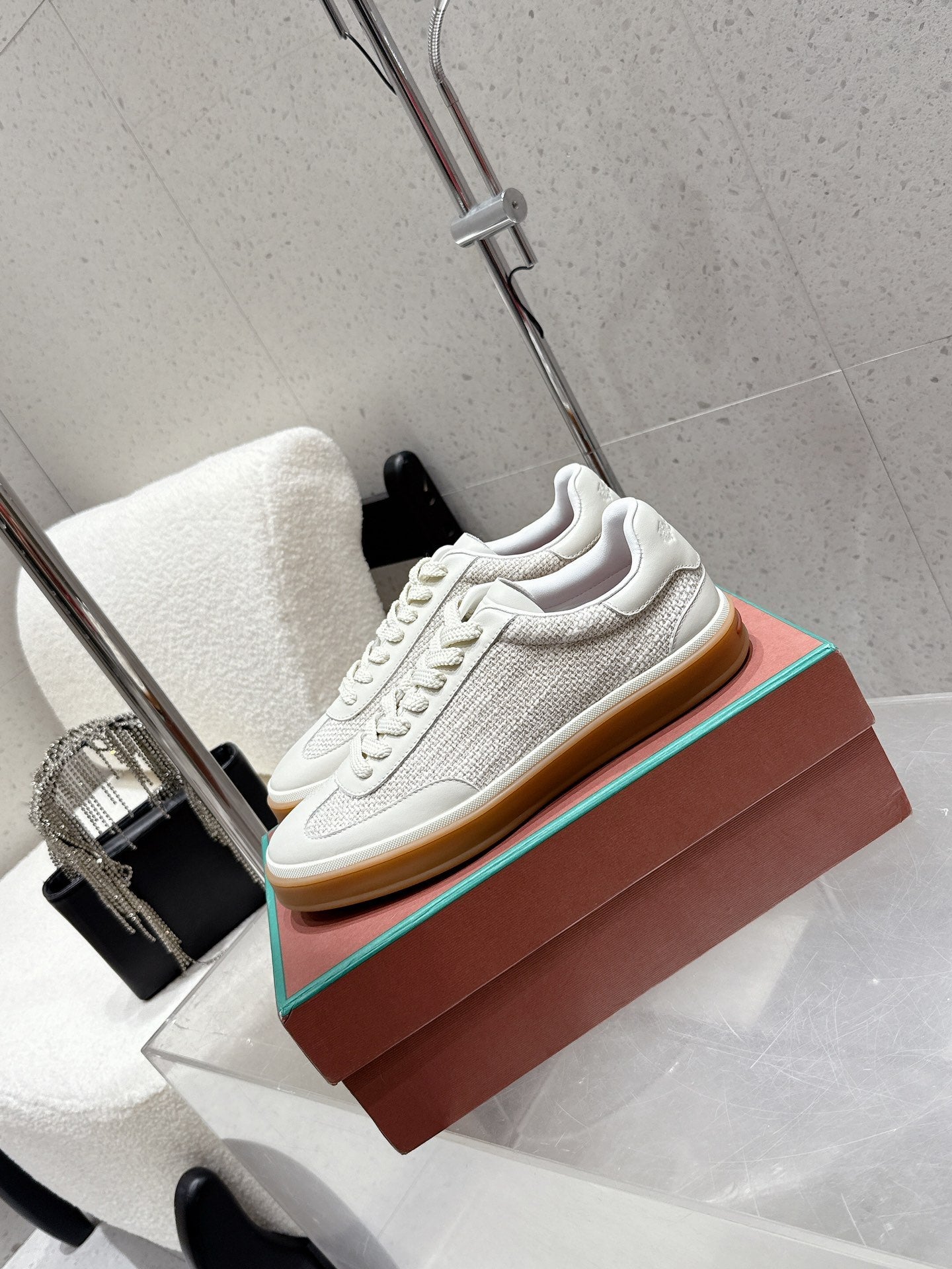 LP Tennis Walk Sneaker Off White Cowhide Cotton 513541