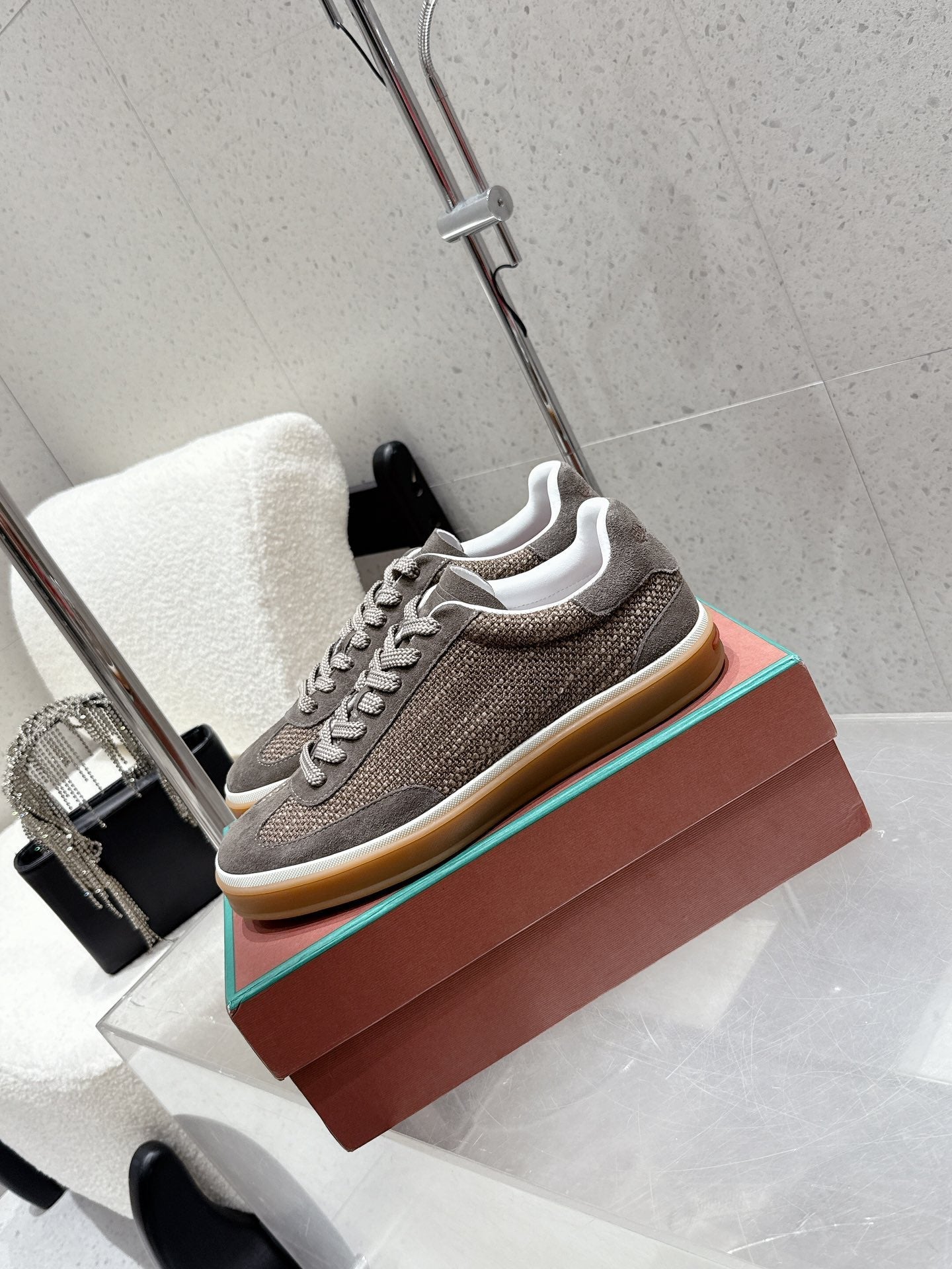 LP Tennis Walk Sneaker Muted Brown - Gray Suede Cotton 513542