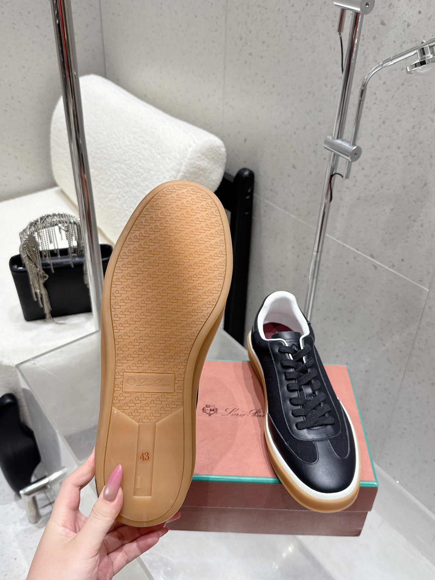LP Tennis Walk Sneaker Full Black Cowhide Canvas 513545