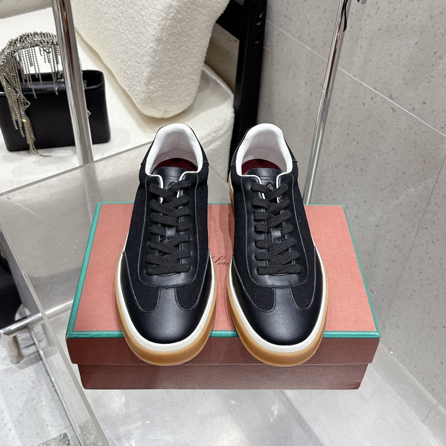LP Tennis Walk Sneaker Full Black Cowhide Canvas 513545