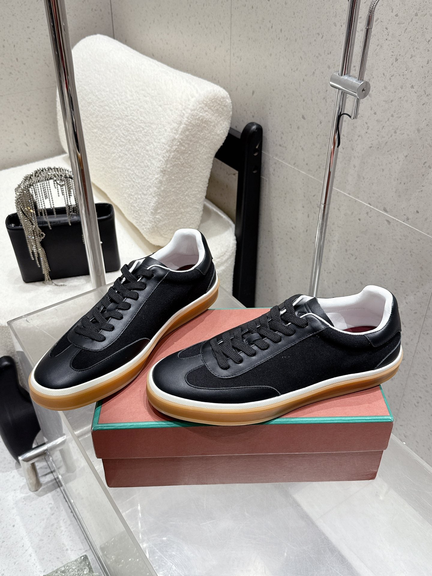 LP Tennis Walk Sneaker Full Black Cowhide Canvas 513545