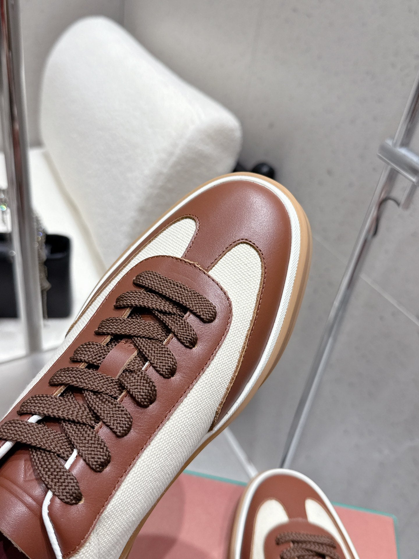 LP Tennis Walk Sneaker Brown Invory Cowhide Canvas 513546