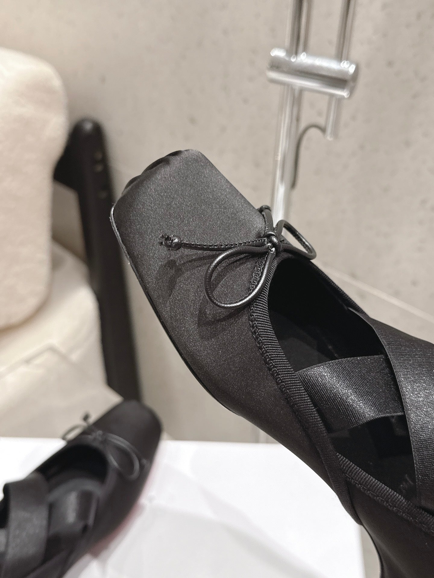 CL Ballet Butterfly Ballet Flats Black Satin 610811