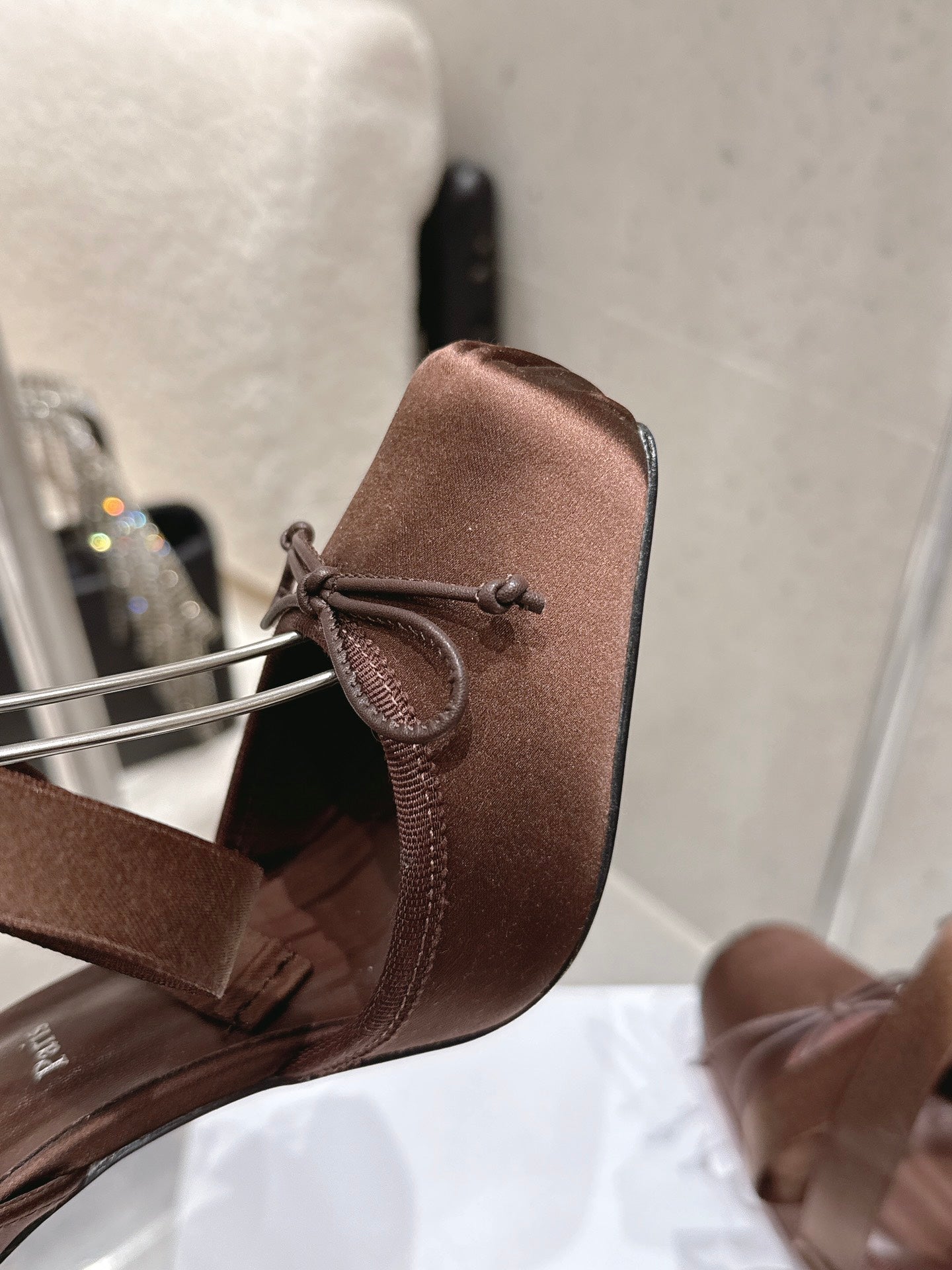 CL Cassia Lace Up Pumps  10.5 Brown Satin 610817