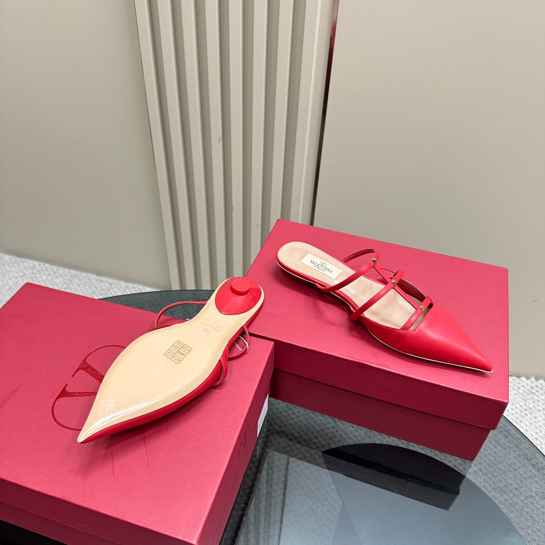 Valentino Rockstud Wispy Cherry Red Calfskin Mule 20mm