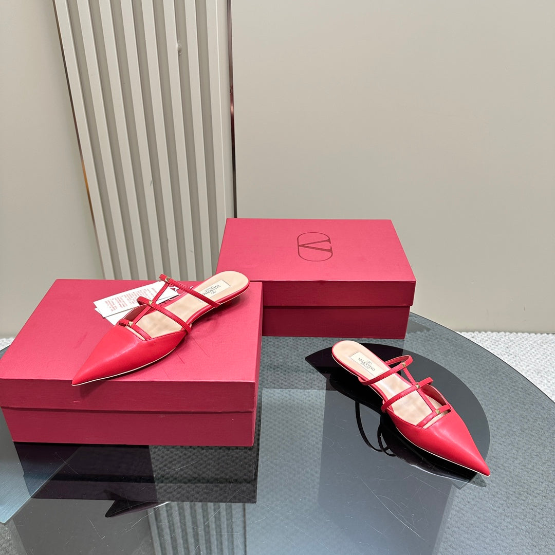 Valentino Rockstud Wispy Cherry Red Calfskin Mule 20mm