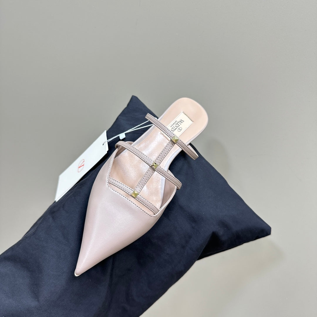 Valentino Rockstud Soft Pink Calfskin Mule 20mm