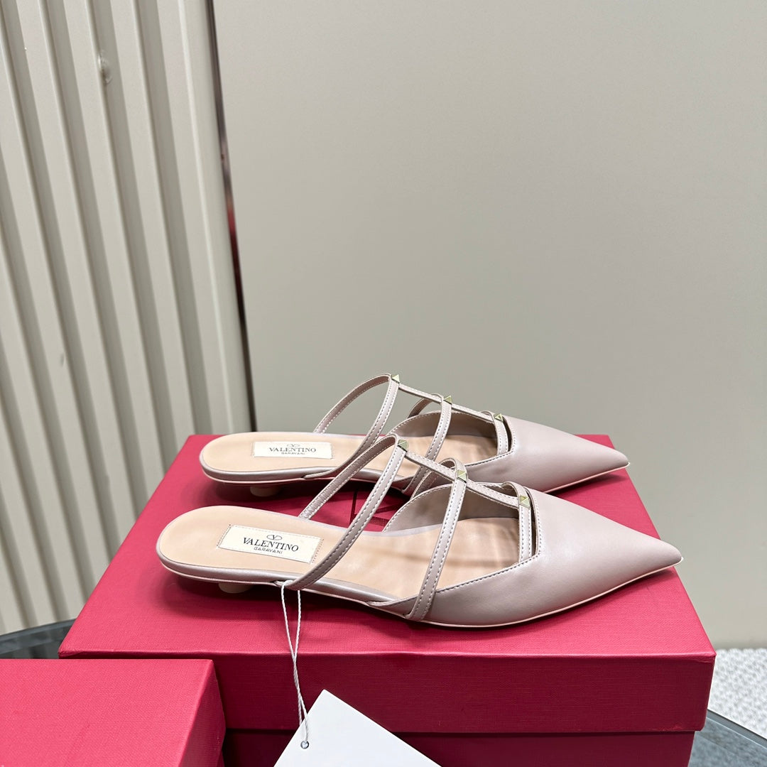 Valentino Rockstud Soft Pink Calfskin Mule 20mm