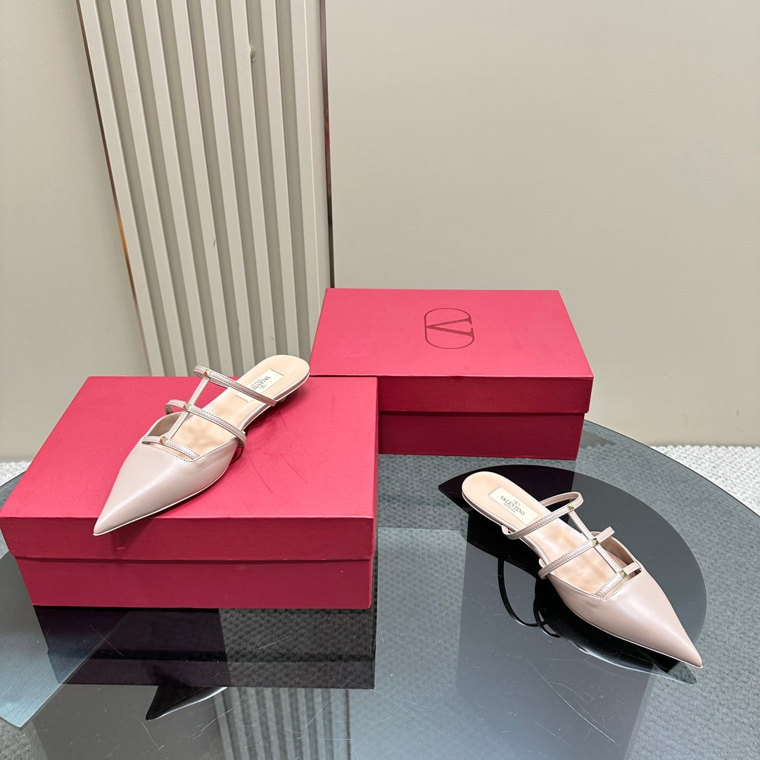 Valentino Rockstud Soft Pink Calfskin Mule 20mm