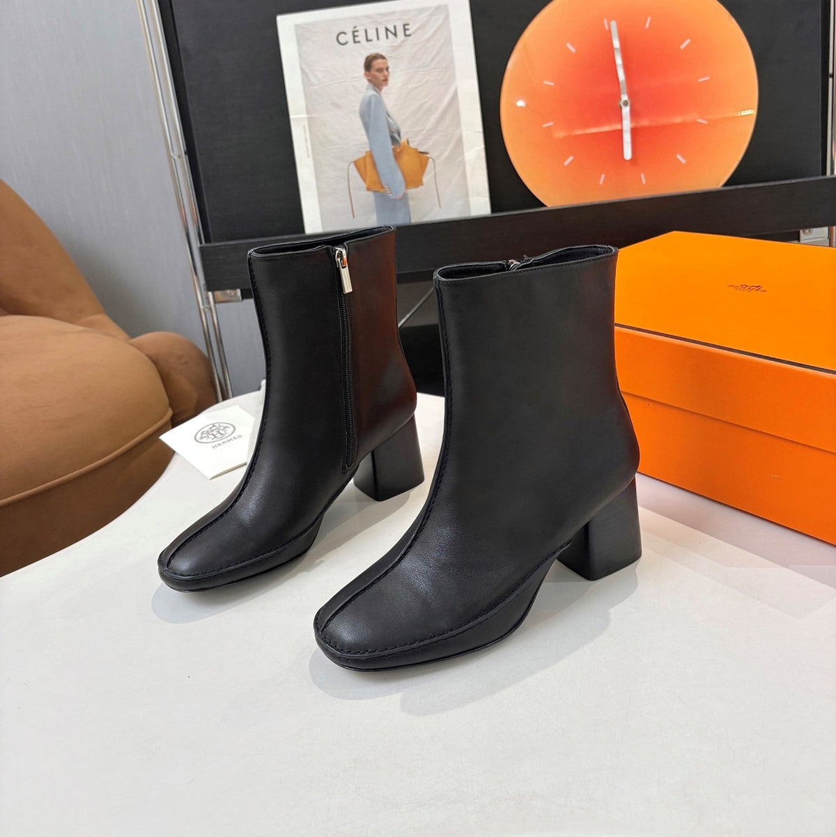HM 26s Destin Ankle Boots 7cm Black Leather 146296