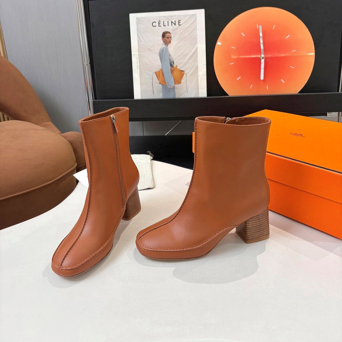 HM 26s Destin Ankle Boots 7cm Tan Leather 146296