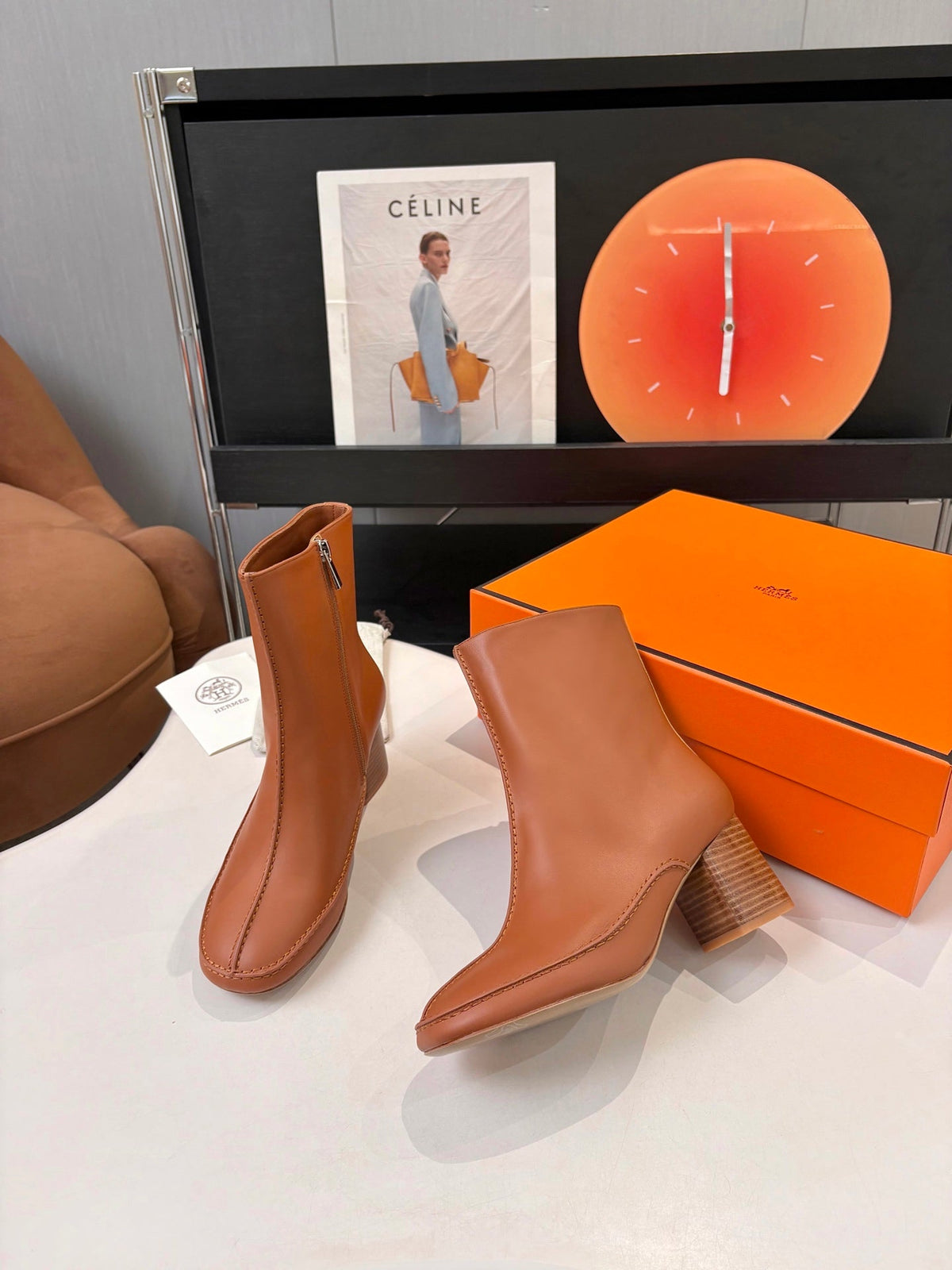 HM 26s Destin Ankle Boots 7cm Tan Leather 146296