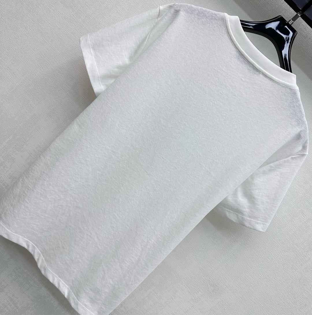 CD SS26 Fitted T-Shirt Green Dior Clover Motif White Cotton 351003