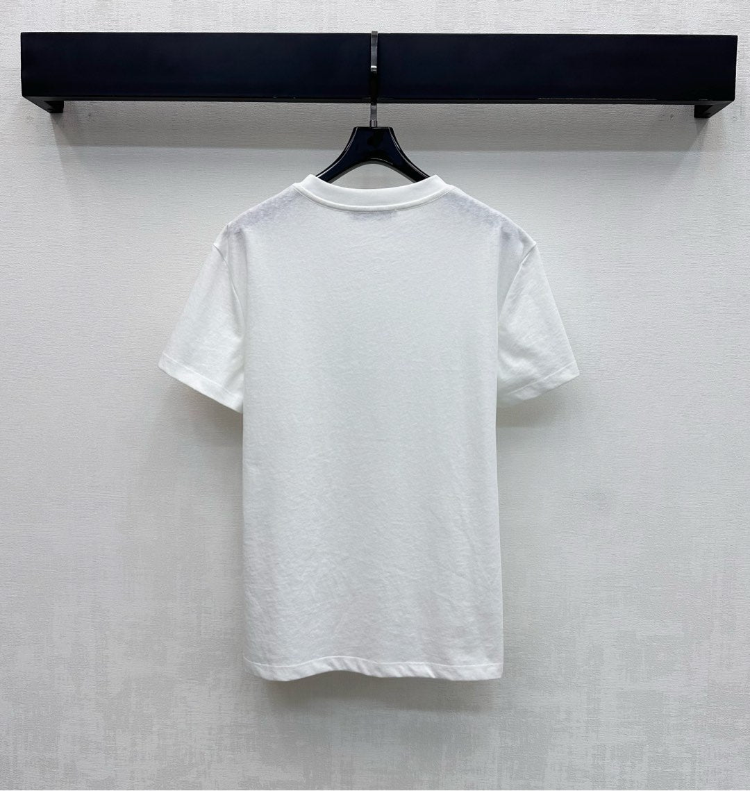 CD SS26 Fitted T-Shirt Green Dior Clover Motif White Cotton 351003