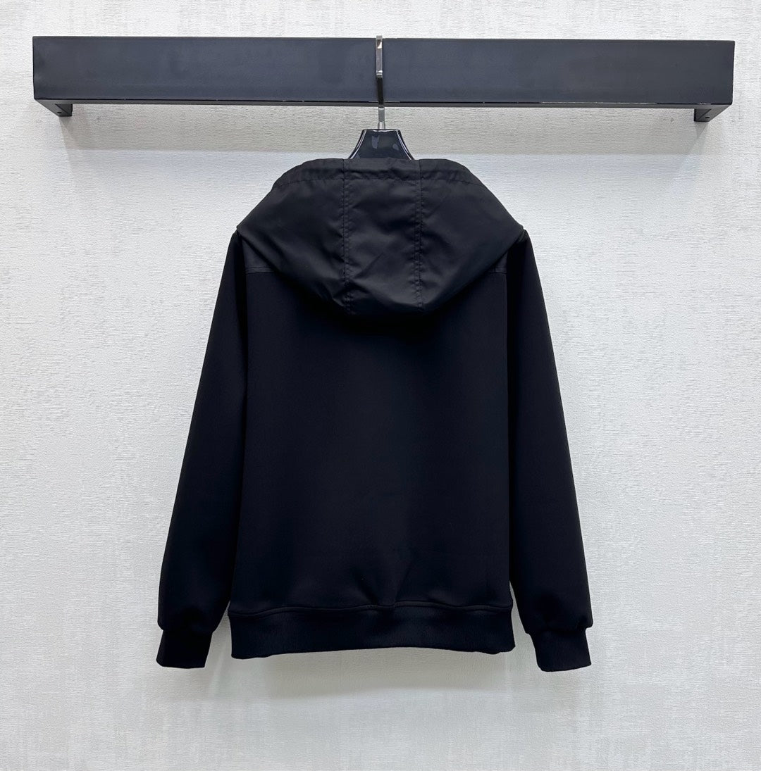 Prada Hoodie Nylon Details Black Polyester 351894