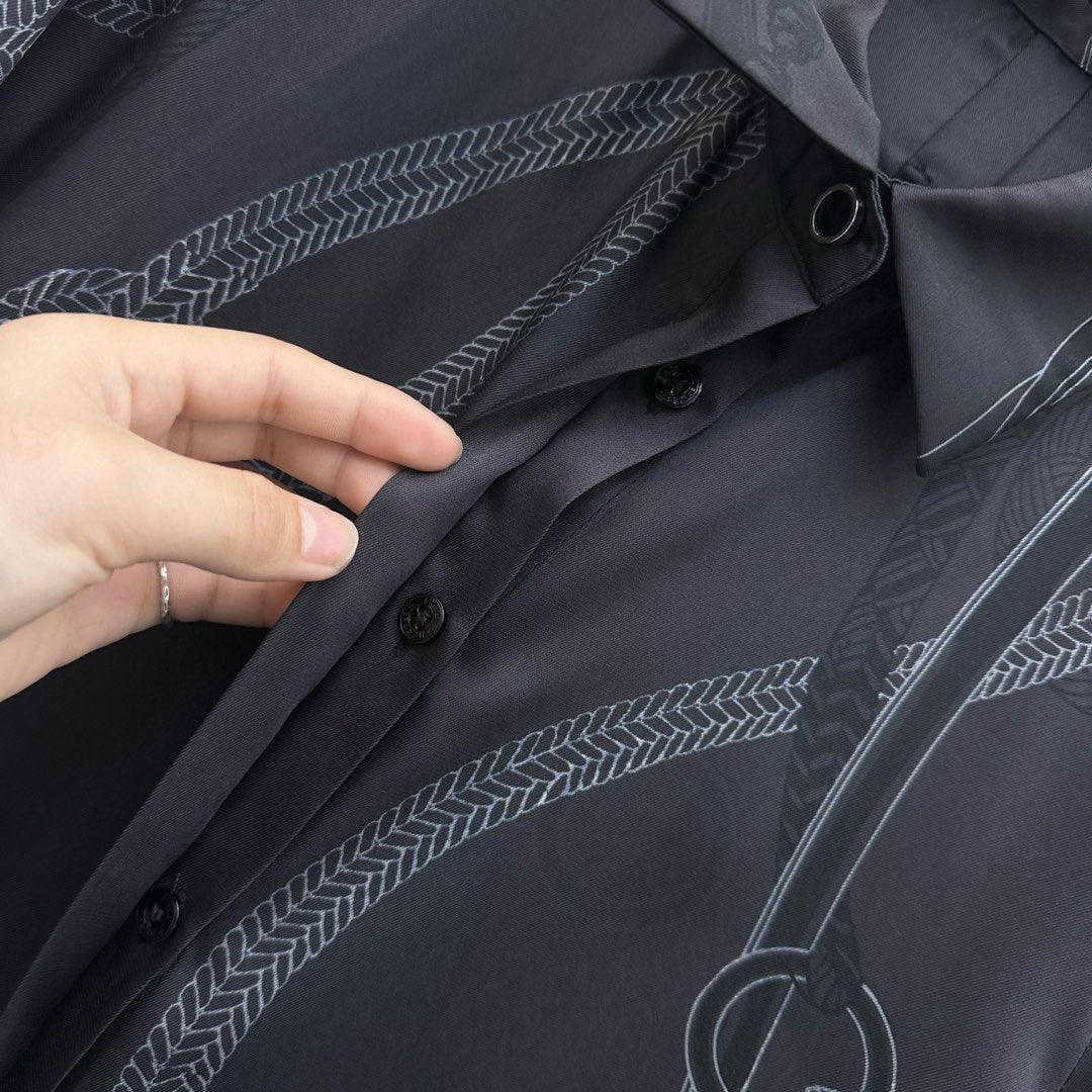 HM SS26 Palefroi Remix Long-Sleeve Shirt Black Mulberry Silk 351818