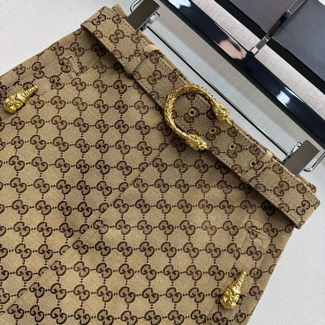 GG Skirt Horsebit Belt Beige Monogram Canvas Jacquard 349809