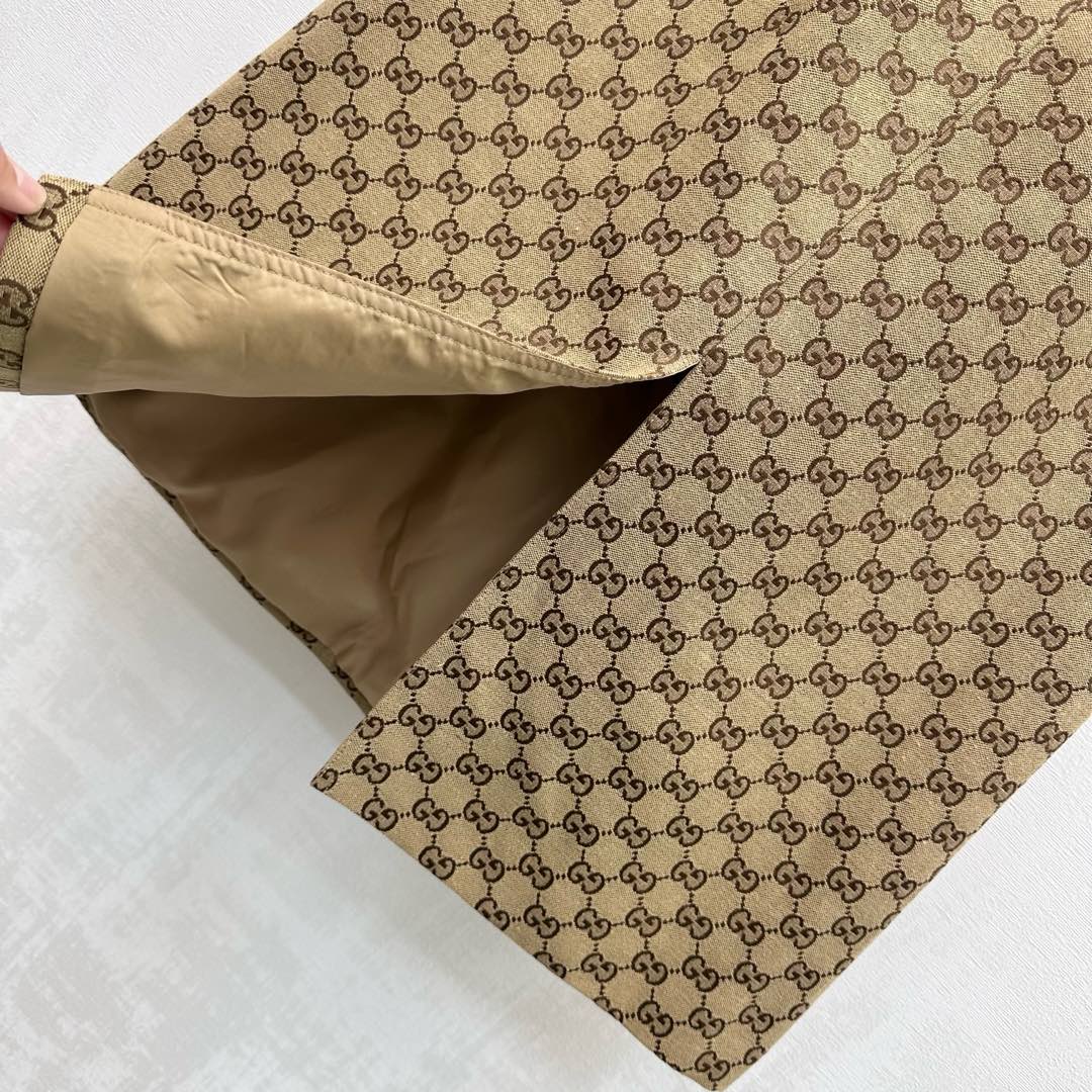 GG Skirt A-line Horsebit Belt Beige Monogram Canvas Jacquard 349815