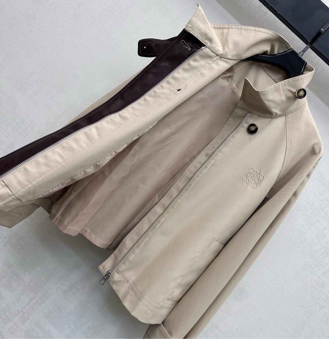 Loewe Stand-collar  Windbreaker Beige Cotton Polyester 350380